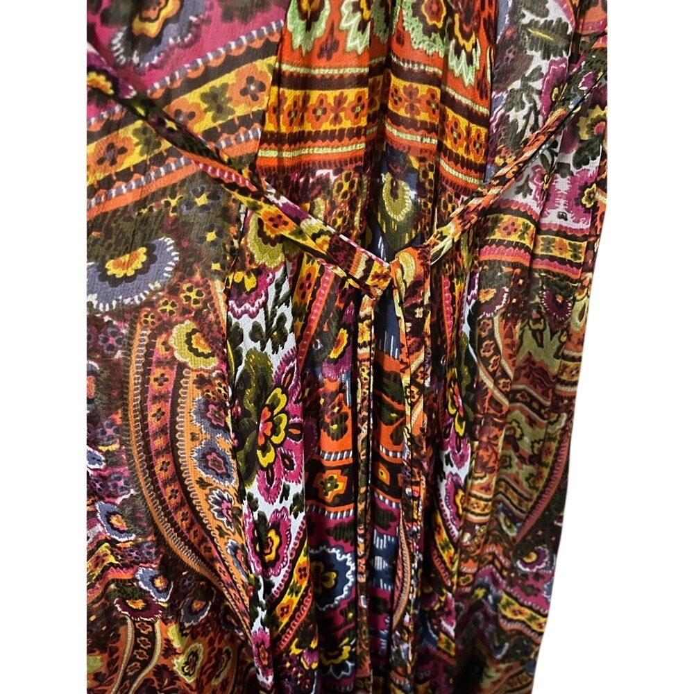 Anthropologie Akemi + Kin Red Orange Boho Maxi Dress Size 2Sleeveless Patterned - Picture 5 of 9